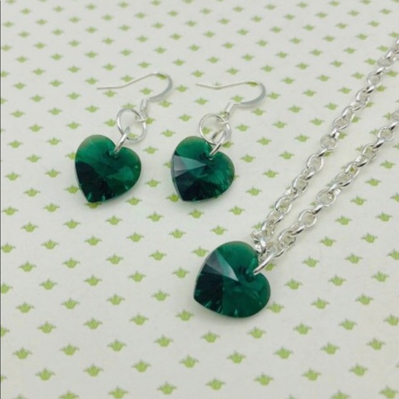 Swarovski Jewelry - Emerald Green Swarovski Necklace and Earring set